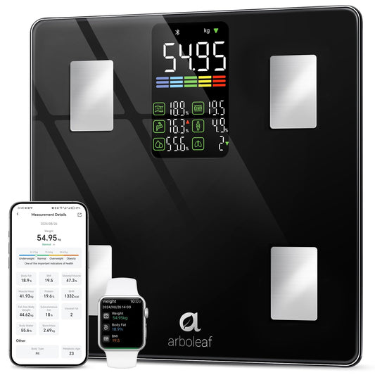 Arboleaf Smart Scale with BMI, Body Fat, Muscle Mass, 14 Composition Metrics, Large LED Display, Digital Bathroom Scale for Weight, Accurate Weighing…