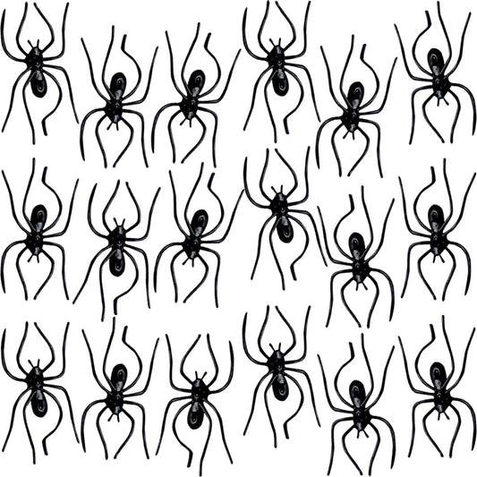 Clip On Realistic Black Plastic Spiders - 1.75" x 1" (Pack of 24) - Perfect for Party Decor & Halloween Pranks, Creepy Crawly Fun