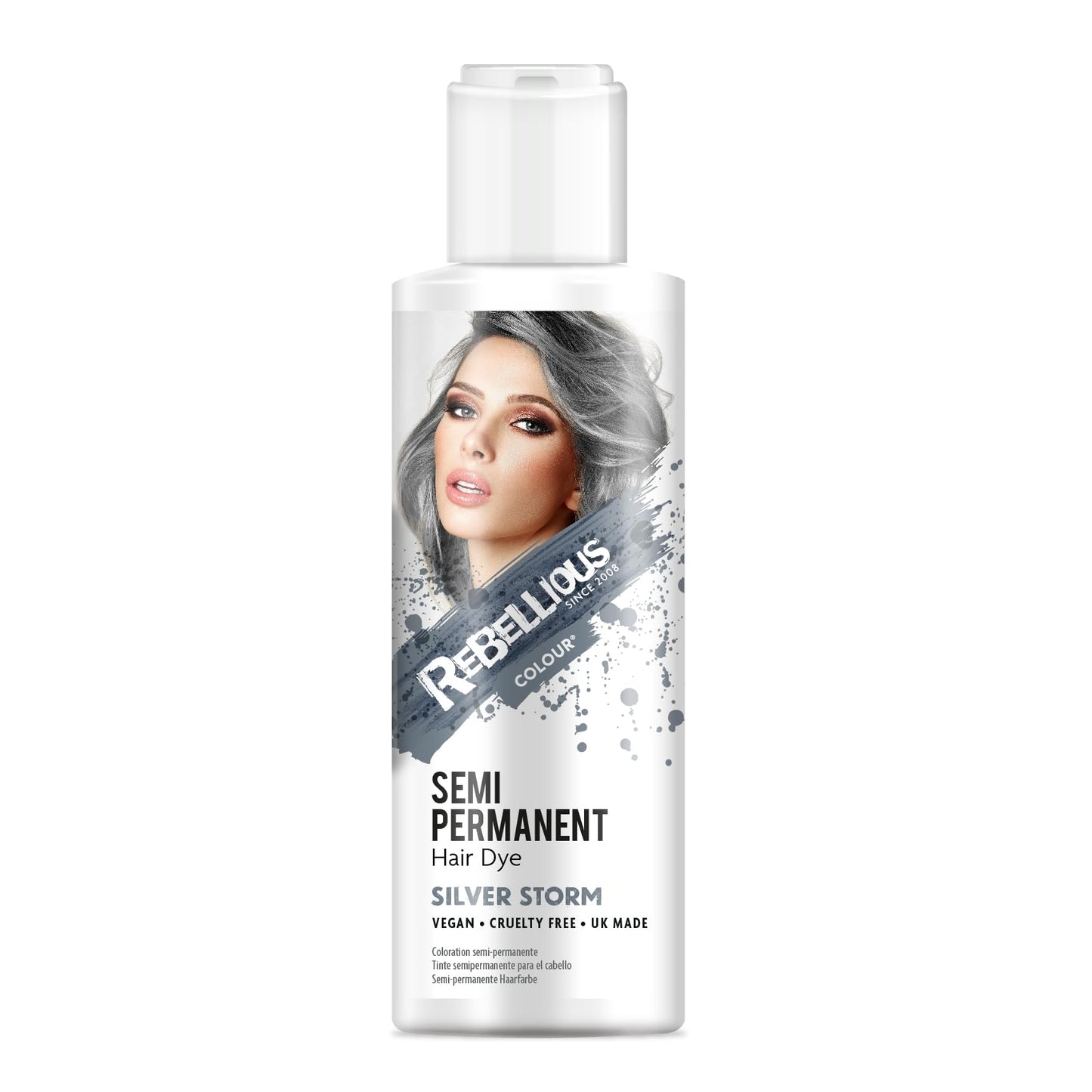Rebellious Colours 100% Vegan Semi Permanent Hair Dye Colour 70ml (Silver Storm)