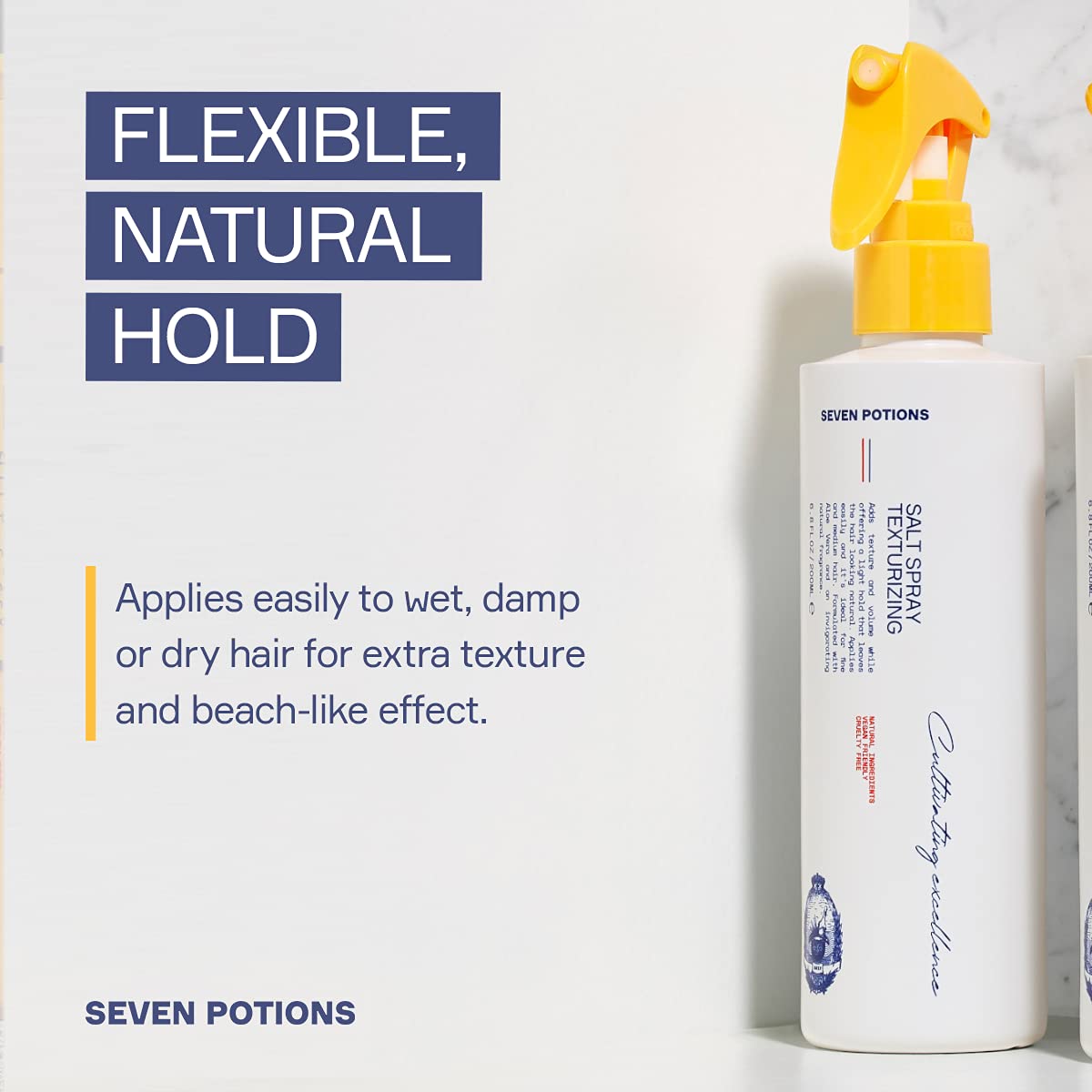 SEVEN POTIONS Salt Spray for Men - Hair Texture Spray with Matte Finish & Grit - Volumizing Pre-Styler for Beach Waves - Water-Based, Quick-Dry