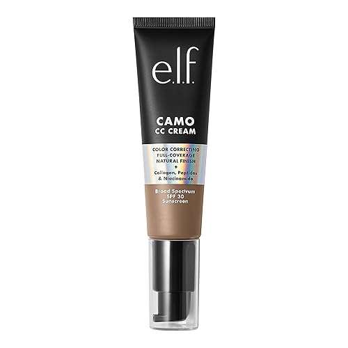 e.l.f. Camo CC Cream, SPF 30 Color-Correcting Medium-To-Full Coverage Face Foundation, Delivers An Airbrushed Finish, Vegan & Cruelty-Free, Tan 450 N
