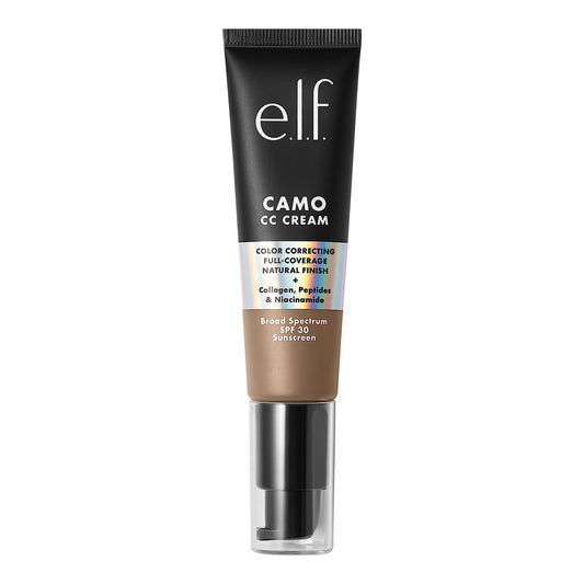 e.l.f. Camo CC Cream, SPF 30 Color-Correcting Medium-To-Full Coverage Face Foundation, Delivers An Airbrushed Finish, Vegan & Cruelty-Free, Tan 450 N