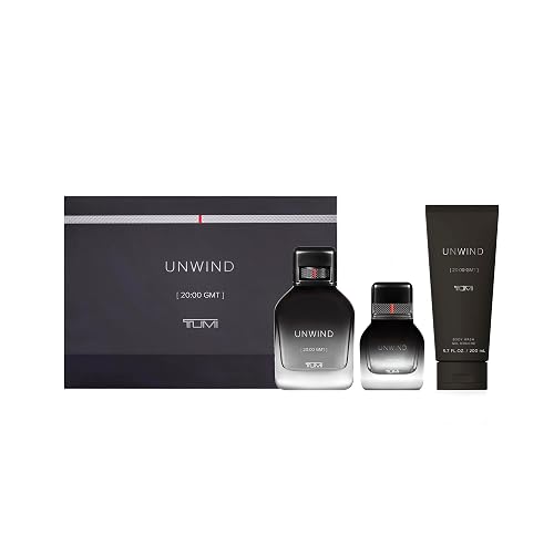 TUMI UNWIND [20:00 GMT] Gift Set - Warm Cologne & Body Wash for Men - 3.4 oz & 1.0 oz Eau de Parfum, 6.7 oz Body Wash