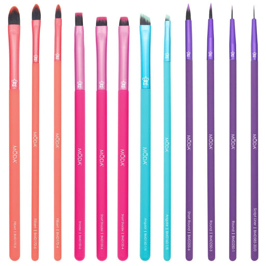 MODA Bold Artistry Makeup Brush 12pc Kit - Vegan and Cruelty-Free Synthetic Brushes