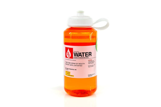 Prescription Water 32 Oz Plastic Water Bottle With Lid - Wide-Mouth, BPA-Free Novelty Hydroflask - Fun, Unique Orange Medicine Bottle With Screwtop