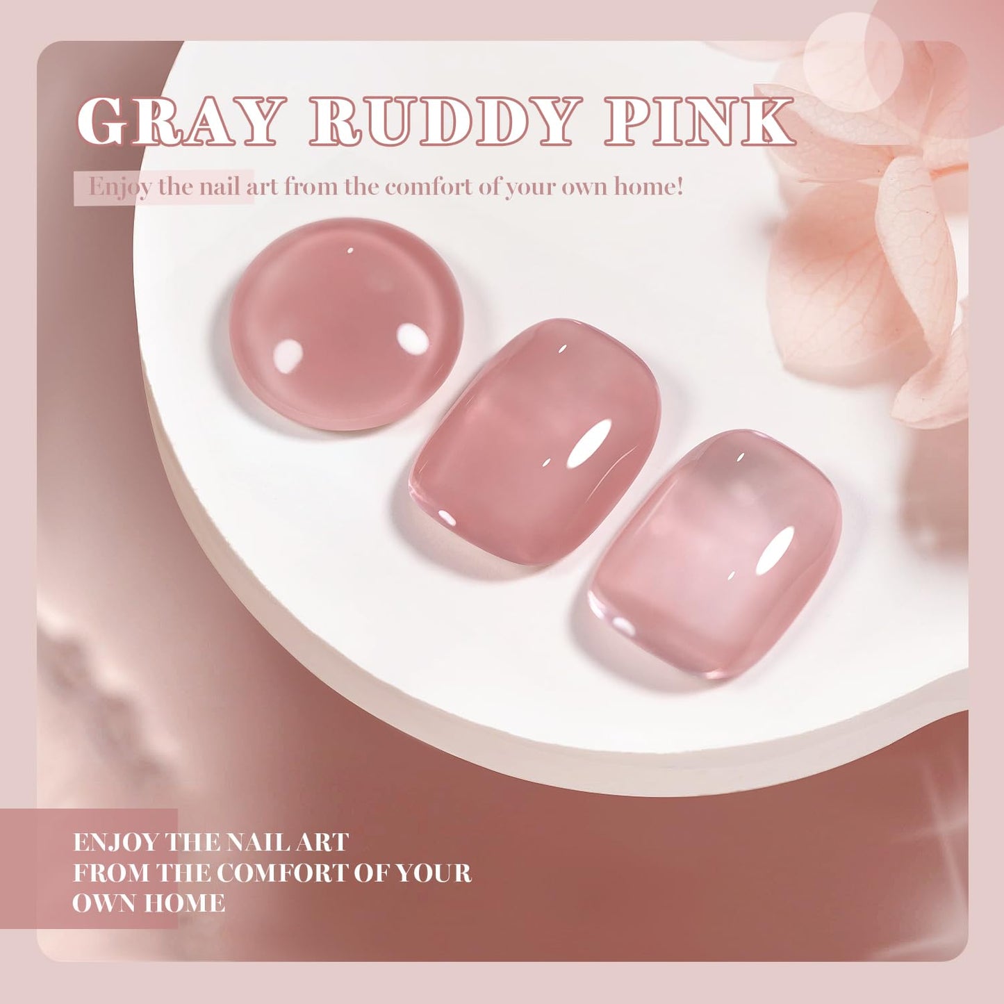 RARJSM Nude Gray Ruddy Pink Gel Nail Polish Neutral Skin Tone Sheer Jelly Gelpolish 1PC 15ml Single Bottle Creamy Transparent Natural Nudegel Polish Beauty and Personal Care RARJSM
