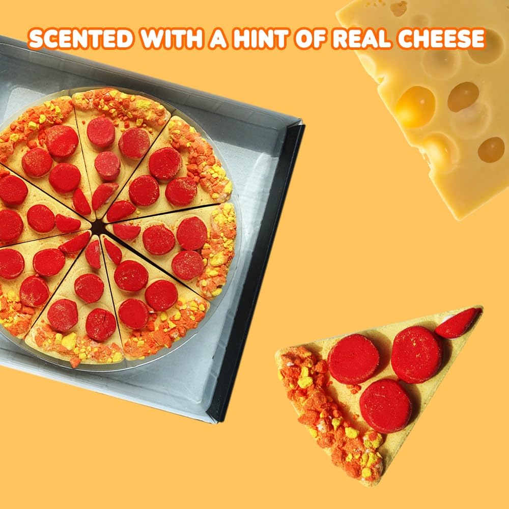 HZEX Pizza Bath Bombs Set of 8 Slices - Large Fizzies for Relaxing Bubble Bath, Handmade Spa Gift for Women, Men & Kids - Fun Pizza-Shaped…