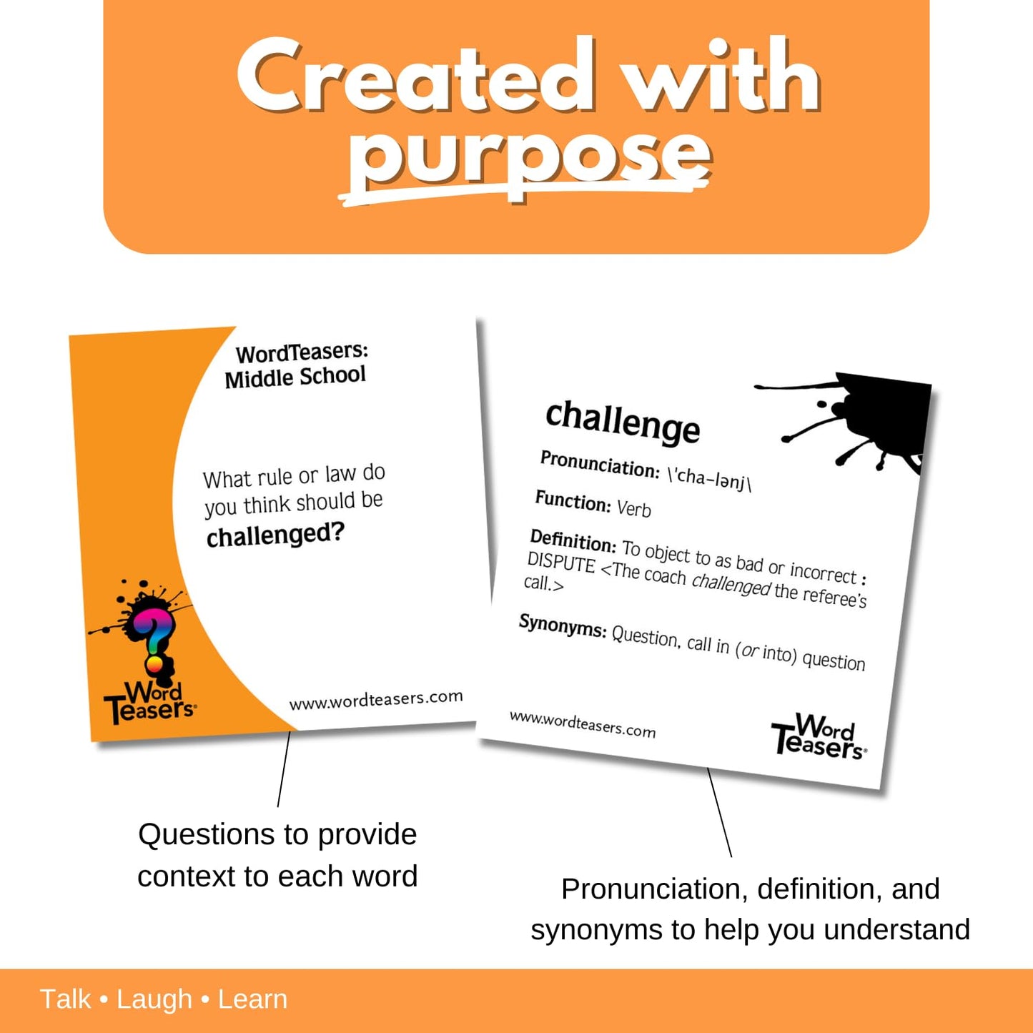 Word Teasers Middle School – Vocabulary Game for Kids Ages 10–13, Fun Family Conversation Starter with 150 Flash Cards & Reading Games