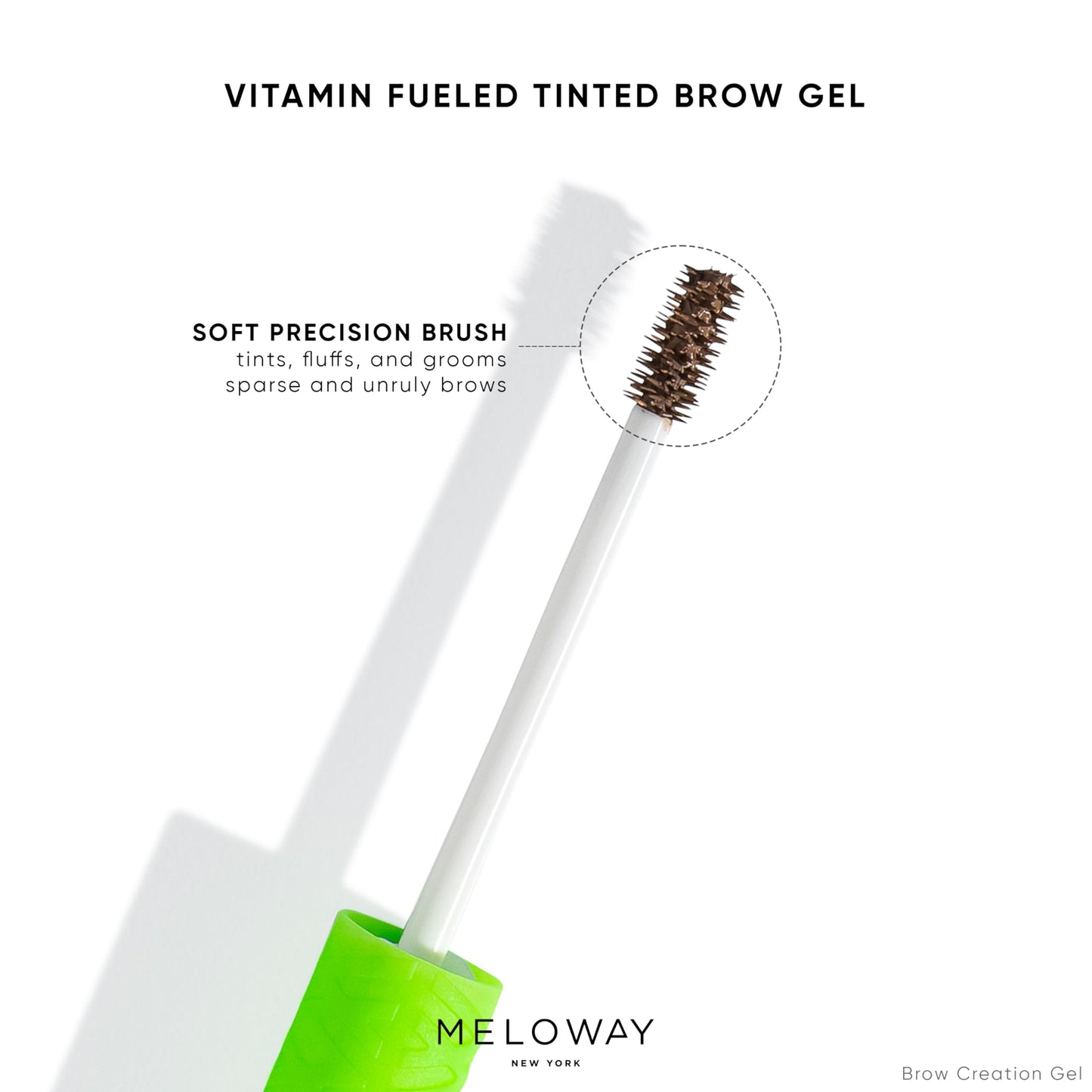 MELOWAY Brow Creation Gel - Tinted Fiber Gel for Thicker, Fluffier Brows - Patented Brush - Vitamin-Enriched Formula - Vegan, Cruelty-Free, Clean