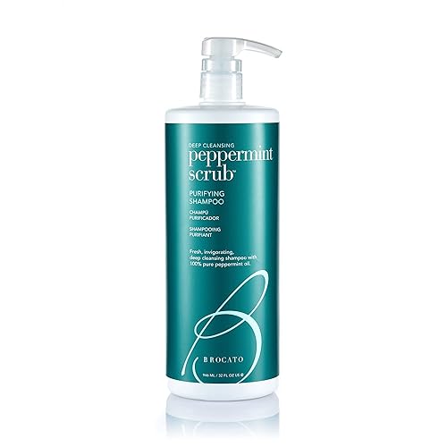 Brocato Peppermint Scrub Purifying Shampoo, Deep Cleansing, 32 Oz. | Fresh, Invigorating, & Lightweight with Pure Peppermint Oil | Ideal for Oily