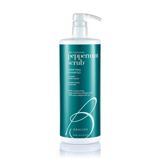 Brocato Peppermint Scrub Purifying Shampoo, Deep Cleansing, 32 Oz. | Fresh, Invigorating, & Lightweight with Pure Peppermint Oil | Ideal for Oily