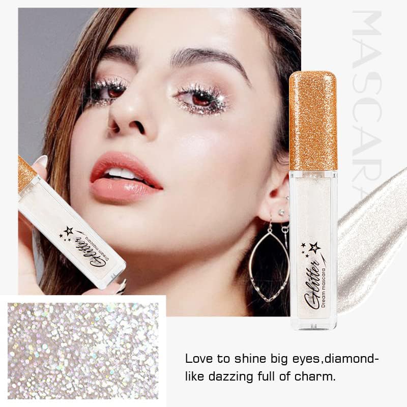 MIESCHER Green Mascara for Eyelashes - Waterproof, Long Lasting, Sparkle Diamond, Smudge-proof, Lengthening, Defining, Volume Color Glitter Makeup