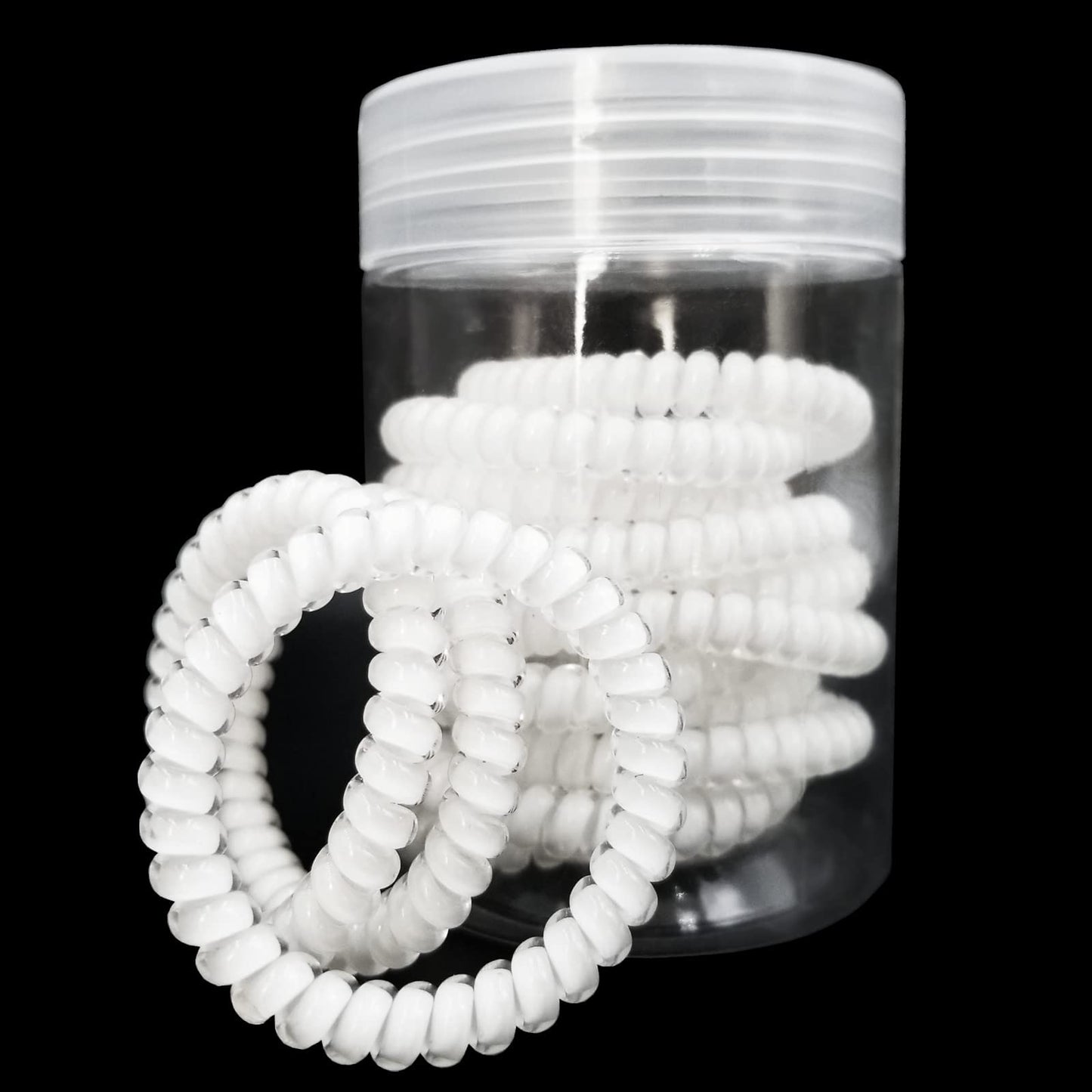 Hodooly 15 Pcs Spiral Hair Ties, No Crease Telephone Cord Plastic Hair Coils in White