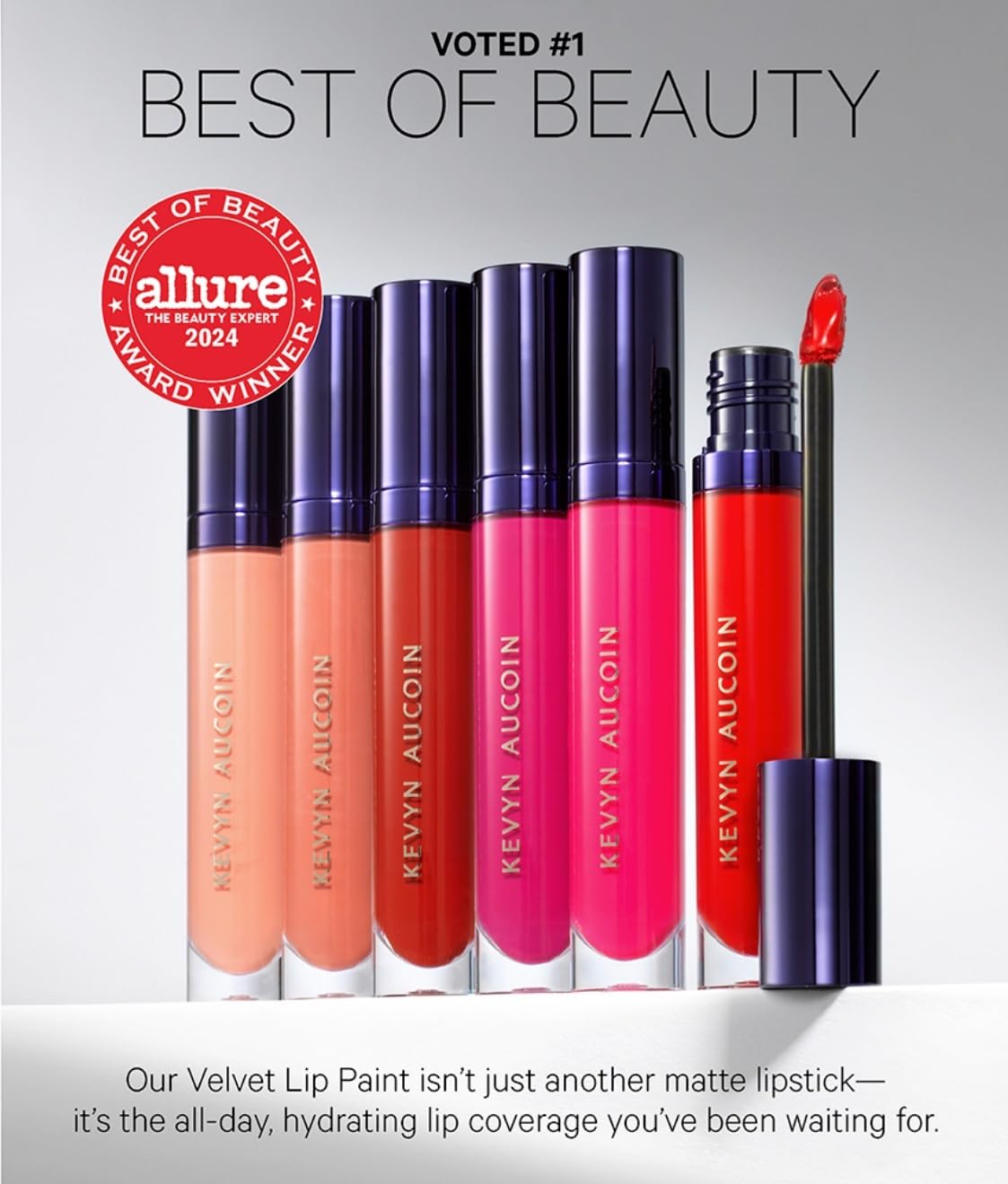 Kevyn Aucoin Velvet Lip Paint, You-Phoric color: All-day matte lip color coverage. Smudge proof, ultra-pigmented, quick dry makeup, weightless formula