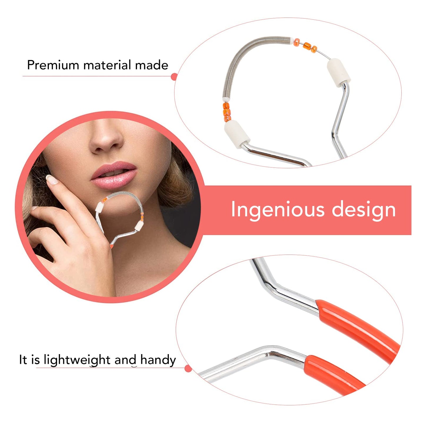 Capormory 3pcs Spring Hair Remover, Spring Threading Epilator Face Facial Hair Removal for Women Face, Chin Hair, Upper Lip Hair, Women Mustache Beauty and Personal Care Capormory
