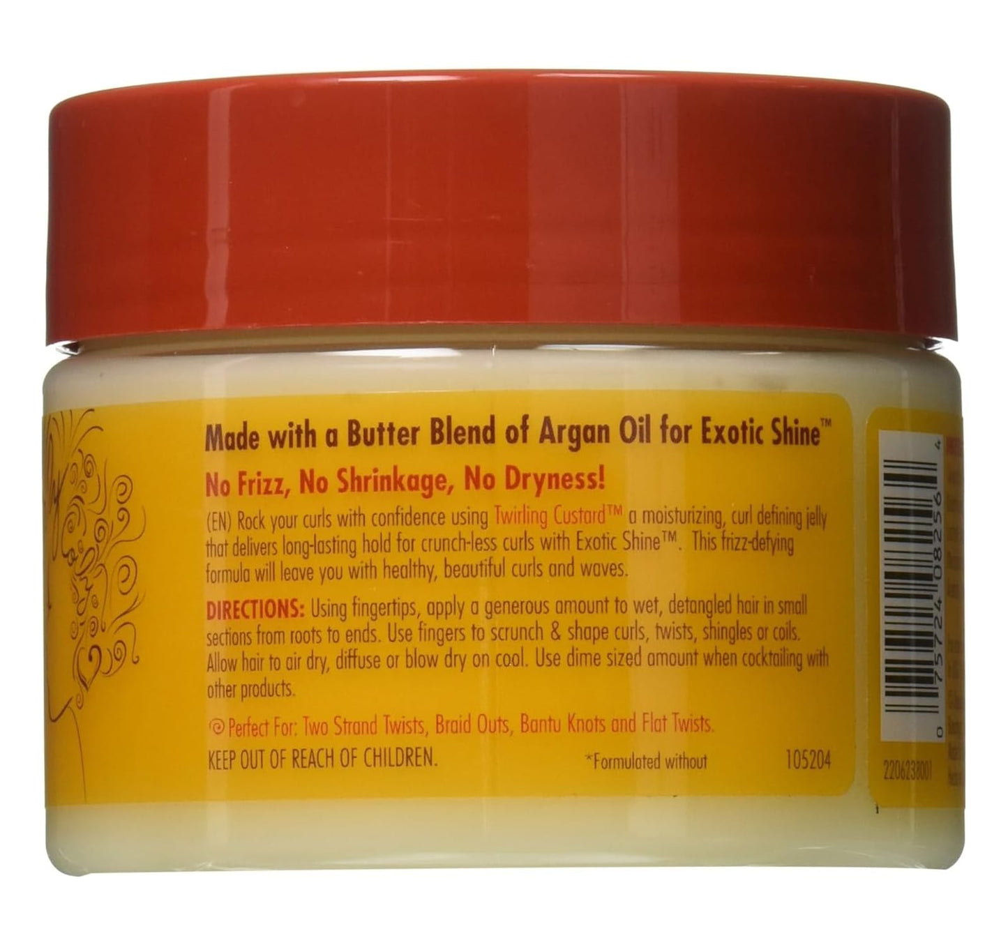Argon Oil Curl & Hold Custard by Creme of Nature, Argan Oil of Morocco, Adds Moisture and Eliminates Frizz, 11.5 Fl Oz