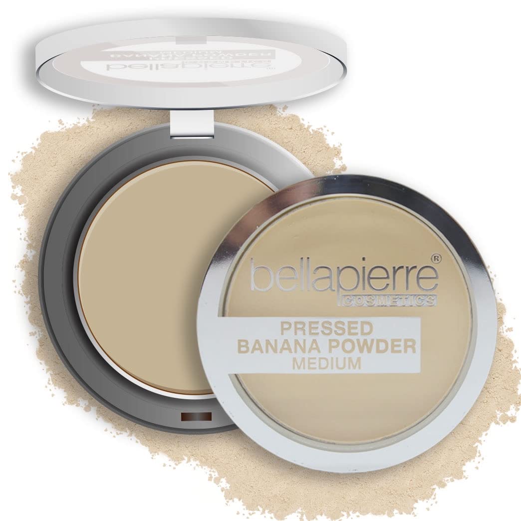 Bellapierre Pressed Banana Setting Powder - Compact Color-Correcting Banana Powder, Matte Translucent Finish, Under-Eye Brightening Baking Powder