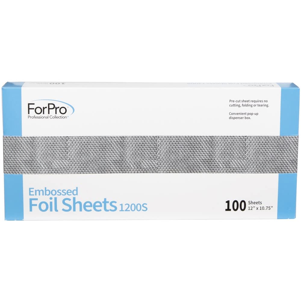 ForPro Professional Collection Embossed Foil Sheets 1200S, Aluminum Foil, Pop-Up Dispenser, for Hair Color Application and Highlighting Services, Food