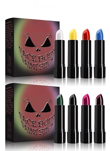 Halloween Face Paint Kit, 4 Colors Lipstick Set?Water-Based Non-Toxic Makeup for Face & Body | Easy Wash Off for Costume Parties, Kids, Adults
