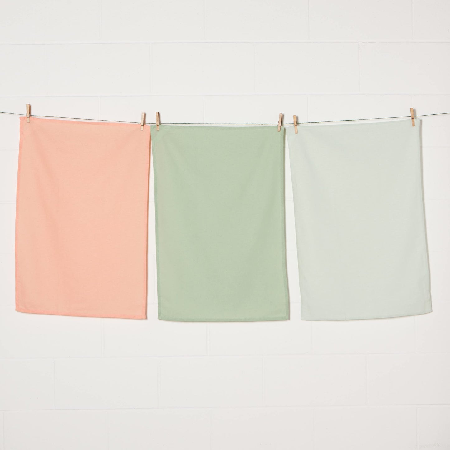 Now Designs Floursack Kitchen Towels Quick Dry Cotton Hand Towel Set, 3 Count, Dawn/Eucalyptus/Mist, 20 x 30 in