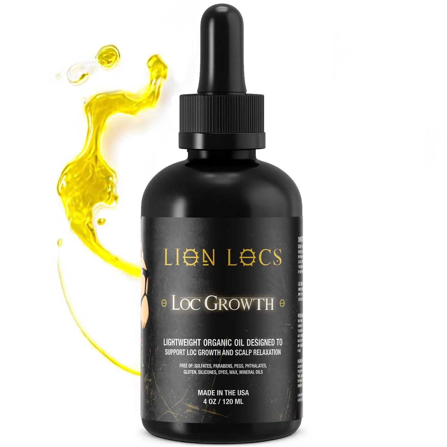 Lion Hair Growth Oil and Scalp Relaxer | Light Styling for Dreadlocks, Braidlocks, Braids, Faux Locs, Crochet Locs, Boho Locs, or Sisterlocks (4oz)
