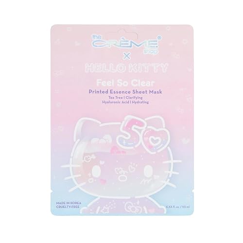 The Crème Shop x Hello Kitty Feel So Clear Printed Essence Sheet Mask, Clarifying and Hydrating Face Mask with Tea Tree and Hyaluronic Acid - 50th