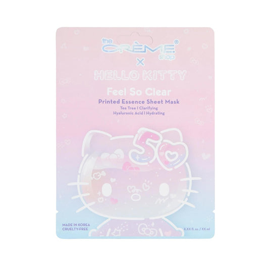 The Crème Shop x Hello Kitty Feel So Clear Printed Essence Sheet Mask, Clarifying and Hydrating Face Mask with Tea Tree and Hyaluronic Acid - 50th