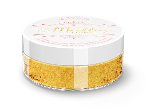 MARBLERS Fine Natural Mica Powder [Boutique Gold] 0.11oz (3g) | Highly Pigmented | Non-Toxic, Vegan, Cruelty-Free | Eyeshadow, Body Butter, Nail