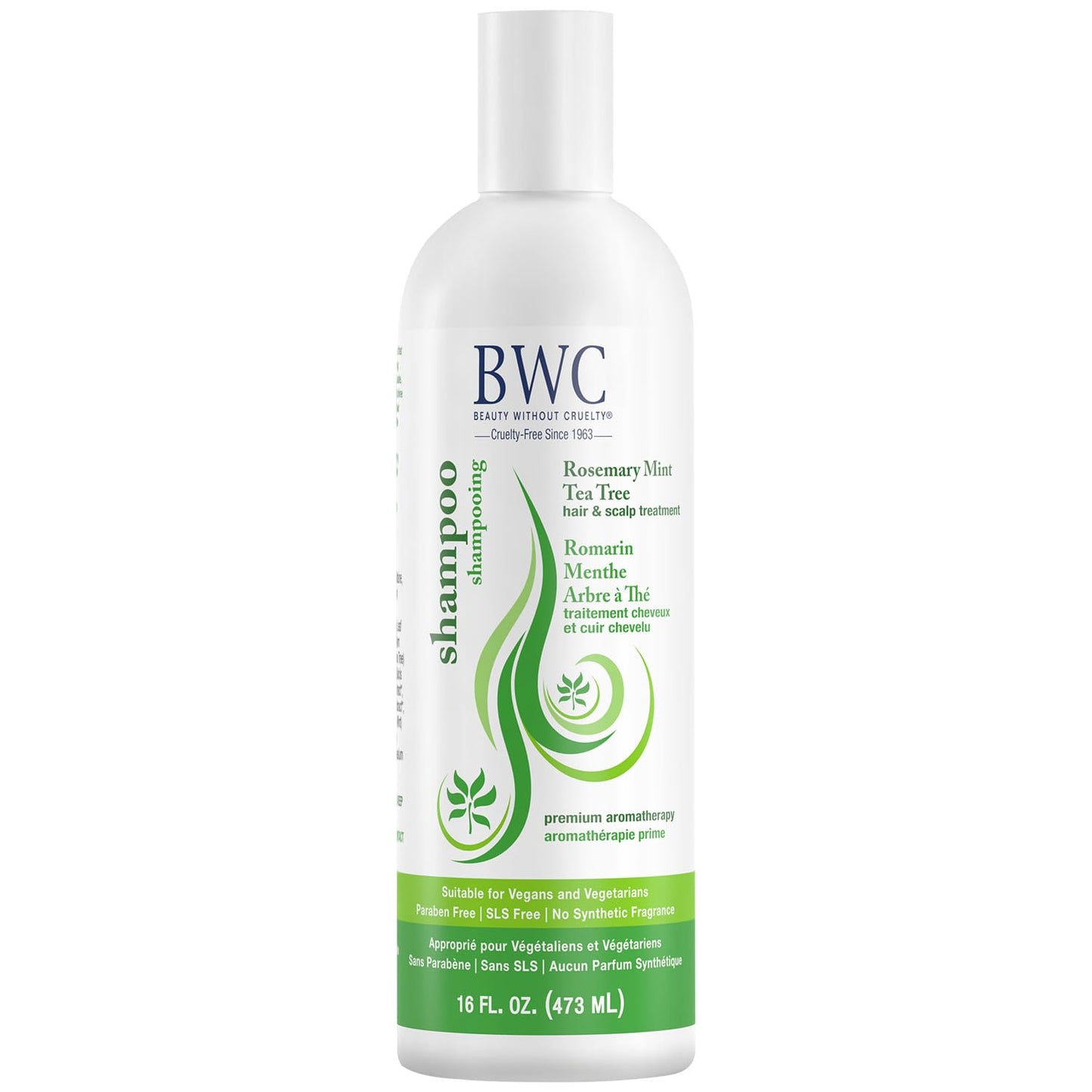 Beauty Without Cruelty Shampoo, Clarifying Rosemary Mint Tea Tree - Aromatherapy Hair & Scalp Treatment, SLS-Free, Vegan-Friendly & Cruelty-Free, 16