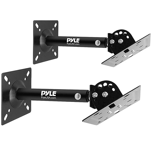 Pyle Universal Speaker Mounting Bracket - Ceiling & Wall Speaker Mount with Adjustable Swivel Tilt, 13.4" Retractable Telescopic Arm, 75 lbs Max Load…
