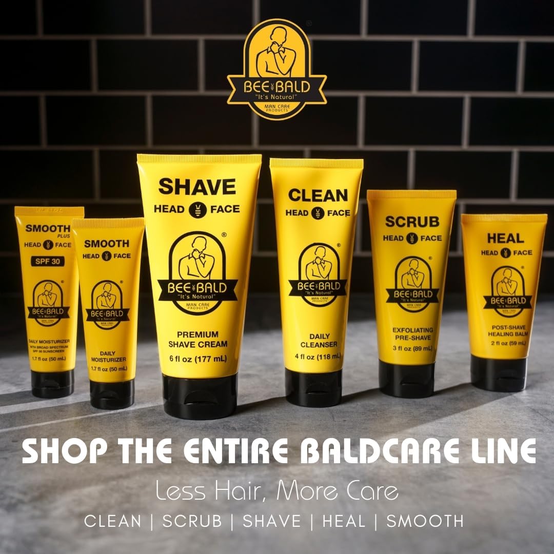 Bee Bald SMOOTH PLUS Head & Face Moisturizer with SPF 30 Sunscreen Lotion Protecting Skin From Harmful UVA/UVB Rays While Hydrating, Moisturizing