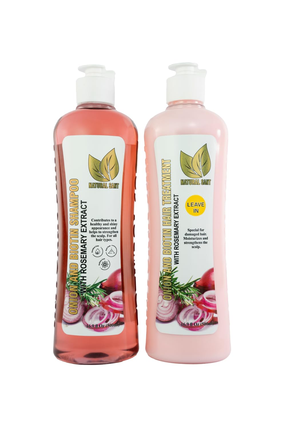 Natural Sant Onion & Rosemary Shampoo & Leave-In Treatment Set with Biotin Beauty and Personal Care Natural sant Default Title