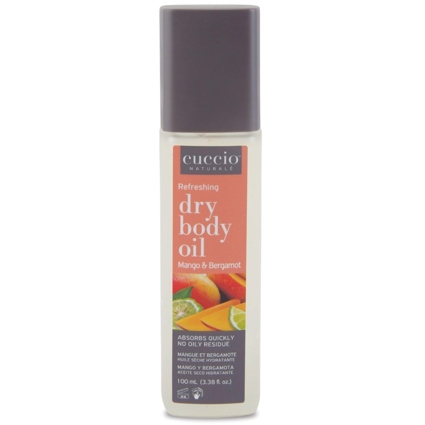 Cuccio Naturale Hydrating Dry Body Oil - Mango & Bergamot, 3.38 fl oz - Fast-Absorbing Lightweight Moisturizer for Smooth, Radiant Skin - Non-Greasy