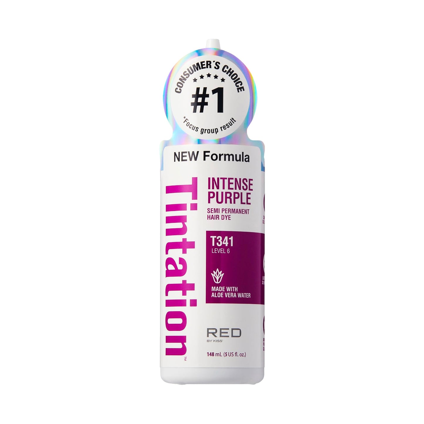 Red by Kiss Tintation Semi-Permanent Hair Color, Aloe Vera Water Based, Argan Oil, Olive Oil, Collagen & Keratin, Long-Lasting Color Dye (Intense