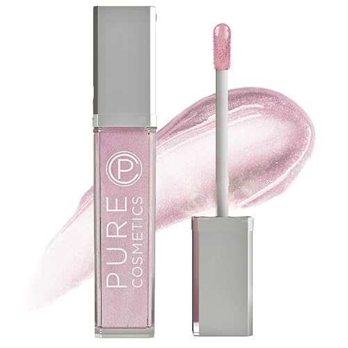 Pure Illumination Light-Up Lip Gloss with LED-Lit Applicator Brush + Side Mirror, Non-Sticky, Moisturizing Hydrating Lip Glosses with Lanolin, Jojoba