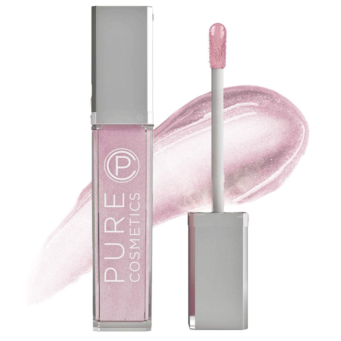 Pure Illumination Light-Up Lip Gloss with LED-Lit Applicator Brush + Side Mirror, Non-Sticky, Moisturizing Hydrating Lip Glosses with Lanolin, Jojoba