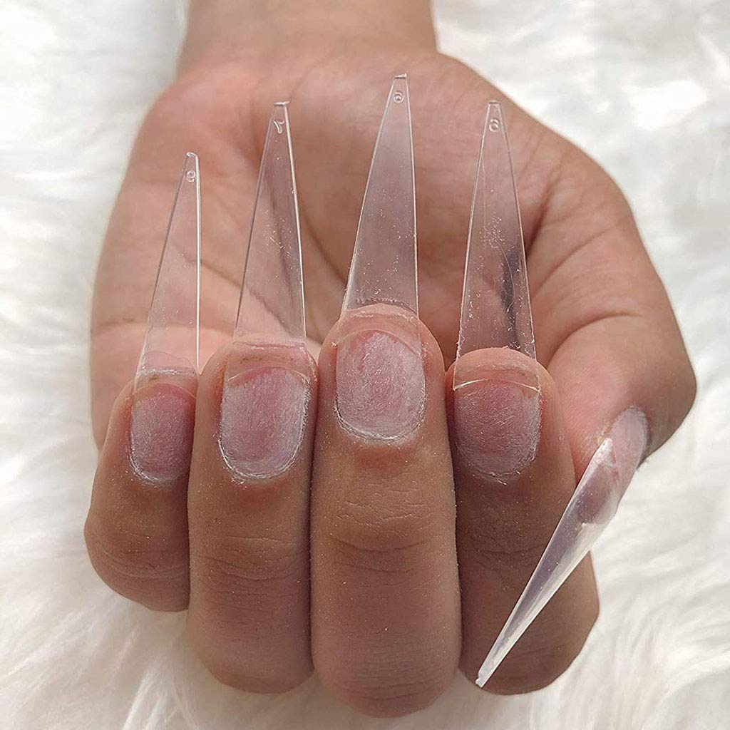 YIMART 500pcs Acrylic Medium Long Stiletto Nail Tips Easy Coffin Nails Sharp False Nail Art Tips For Nails Salon (White)