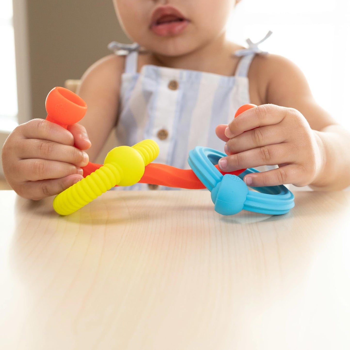 Fat Brain Toys Plip Grips, Popping Textured Sensory Toy, Travel Sized Toys for Babies 6 Months+