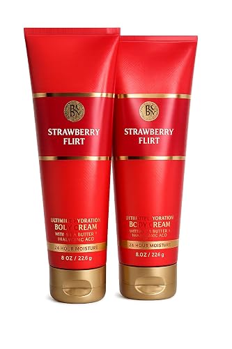 Bath & Body Works Strawberry Flirt Ultimate Hydration Body Cream 2-Pack - Sweet Strawberry Candy Scent