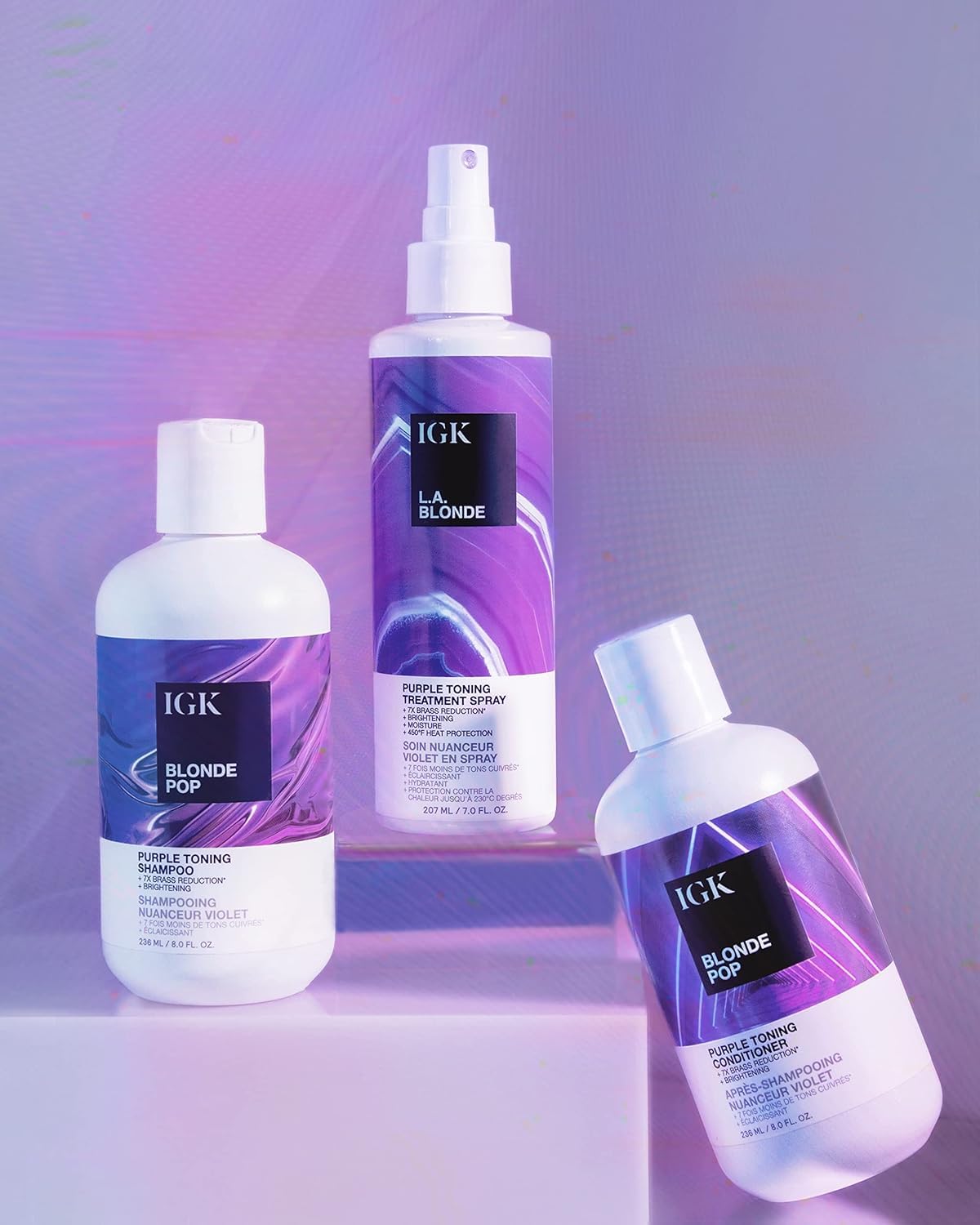 IGK BLONDE POP Purple Toning Shampoo & Conditioner Set | Neutralizes Brass + Brightens Blonde | Vegan + Cruelty-Free | 33.8 oz (Pack of 2)