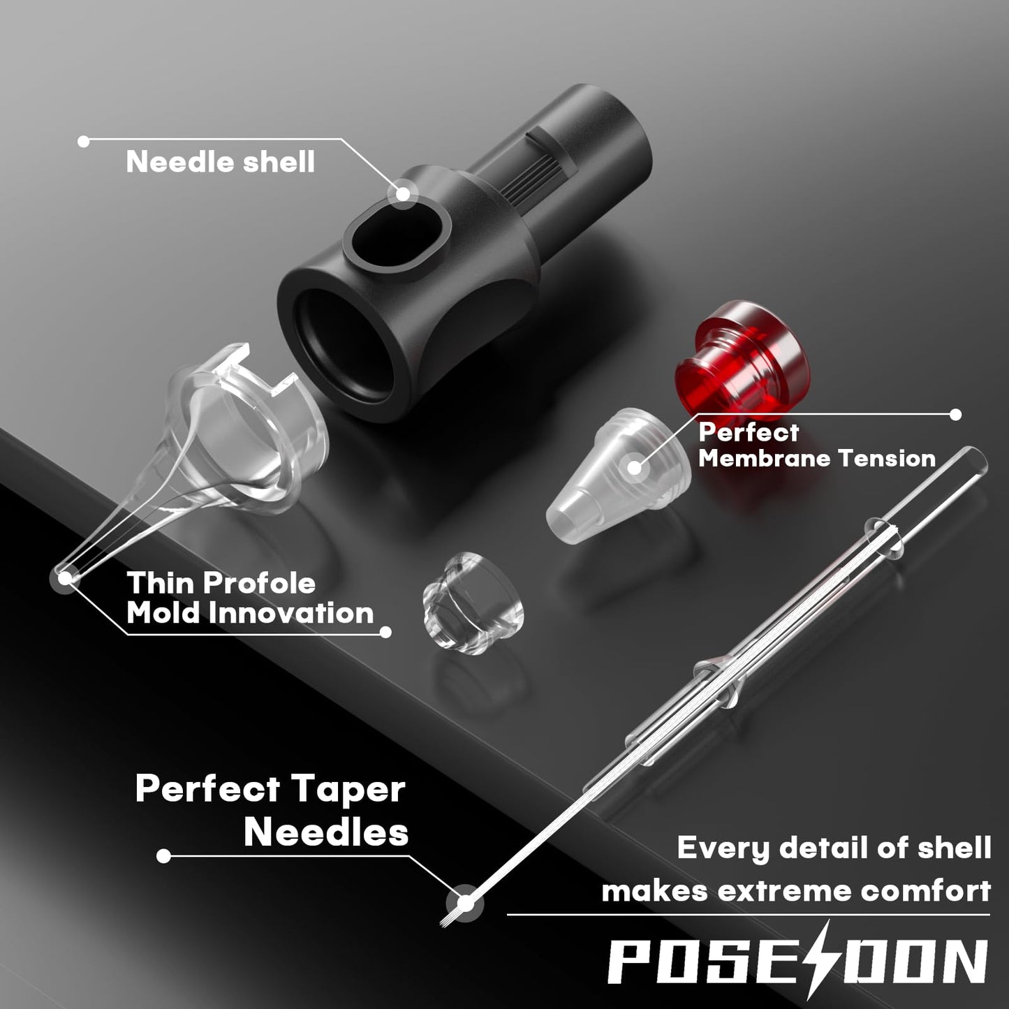 POSEIDON 50PCS Tattoo Cartridge Needles Assorted Mixed Size #12 Round Shader - 1203RS 1205RS 1207RS 1209RS 1211RS with Membrane Professional Beauty and Personal Care Vidattx