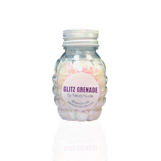Neva Nude Face and Body Glitter Keychain - Holographic and Blacklight Reactive Chunky Glitter in Aloe for Festivals, Raves, and More | Cosmetic Grade