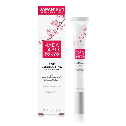 Hada Labo Tokyo Age Correcting Eye Cream, Anti-Aging Super Hyaluronic Acid, Collagen & Caffeine Reduce Wrinkles, Dark Circles & Under Eye Puffiness