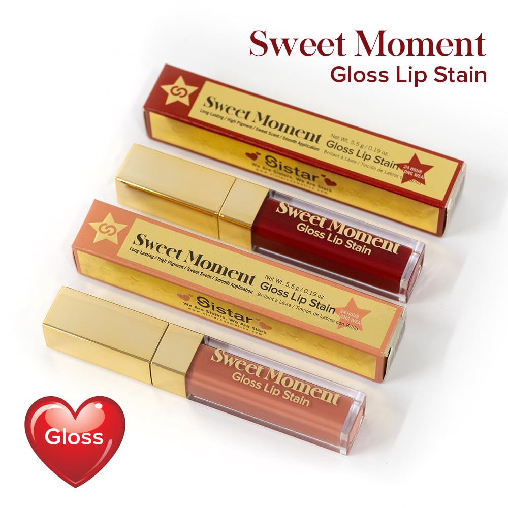 Sistar Sweet Moments Gloss Lip Stain Long-Lasting Glossy Finish Vivid High Pigment Colors Smooth and Sweet 1.5 mL / 0.05 fl. oz. (Dusty Rose)