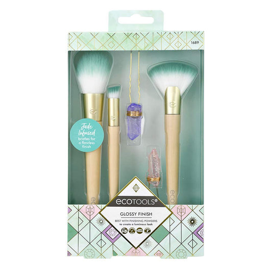Ecotools Glossy Finish MakeUp Brush Set, Beige/Green (Set of 5) Beauty & Personal Care EcoTools