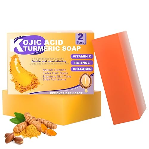 Sesamebaby Turmeric Kojic Acid Soap for Dark Spot, Brighten Skin Face and Body Cleanser with Shea Butter, Vitamin C, Moisturizing Natural