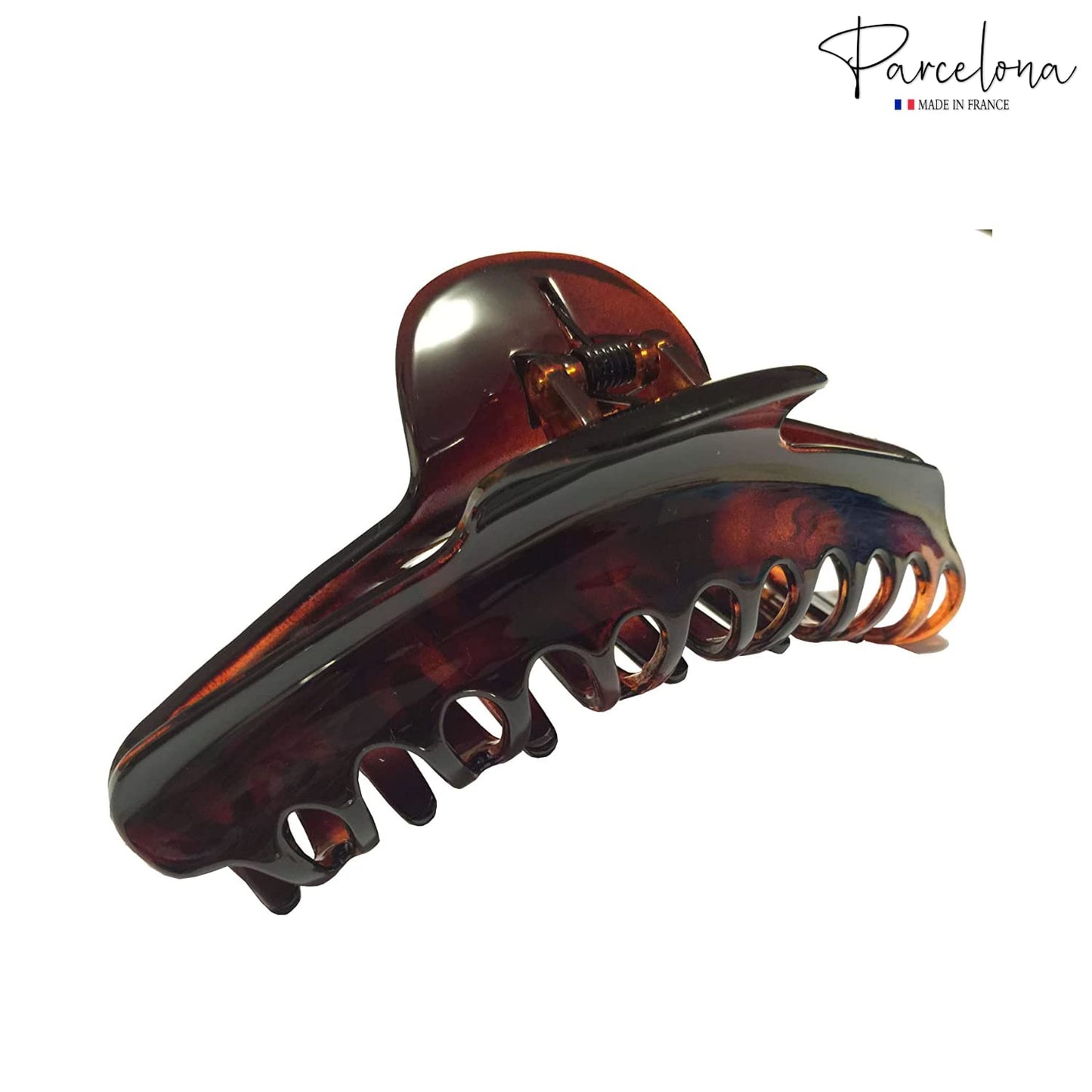 Parcelona French Curvy Large 5 Inch Long Celluloid Tortoise Shell Hair Claw Clamp for Thick or Long Hair