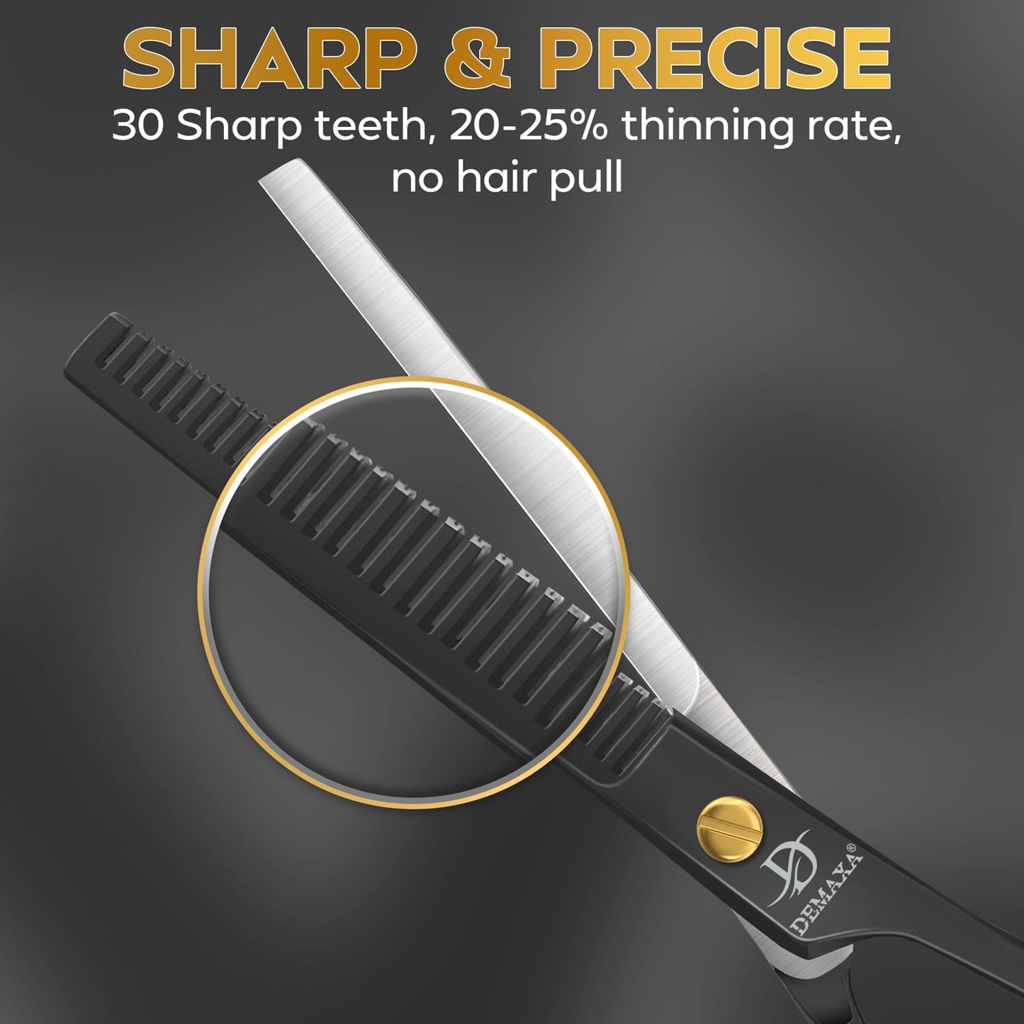 Thinning Shears for Hair Cutting - DEMAXA Hair Thinning Scissors Professional Barber’s Texturizing Shears for Salon & Home Use - 6.5-inch Black High Beauty and Personal Care DEMAXA