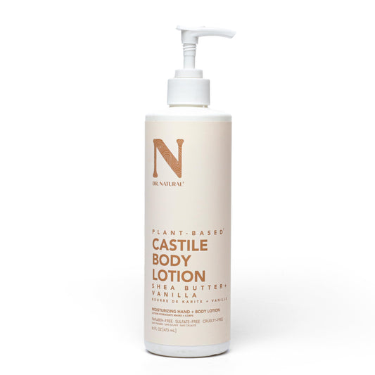 Dr. Natural Castile Body Lotion - Non-Greasy Shea Butter Body Cream - Gentle and Soothing Lotion for Women and Men - Shea Butter and Vanilla - 16 oz
