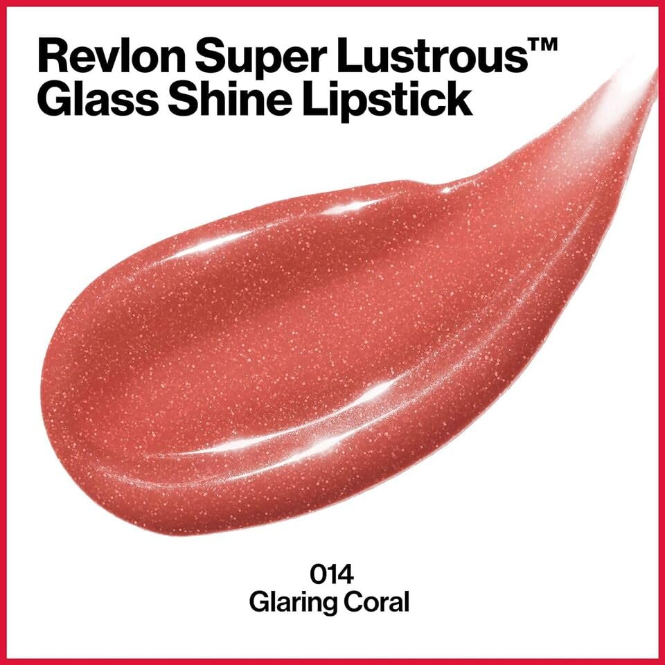 Pack of 2 Revlon Super Lustrous Glass Shine Lipstick, Glaring Coral 014